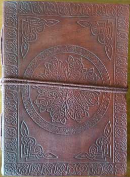 5" x 7" Celtic Mandala leather blank book w/cord