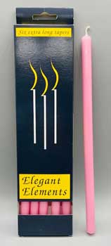 10" Pink chime candle 6 pack