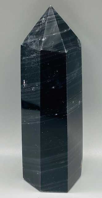 6-7" Obsidian, Black W silver stripes obelisk