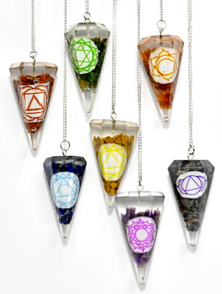 6-sided 7 Chakra orgone pendulum (7 pcs)