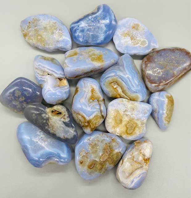 1 lb Agate, Blue Lace tumbled stones 30-50mm