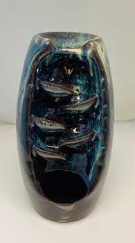 6 1/2" Blue/ Brown Ceramic back flow incense burner
