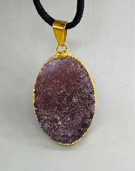 Amethyst Oval gold plated pendant
