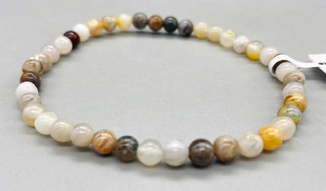 4mm Agate, Bamboo Leaf bracelet