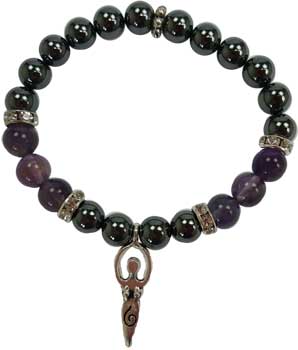 8mm Hematite/ Amethyst Goddess