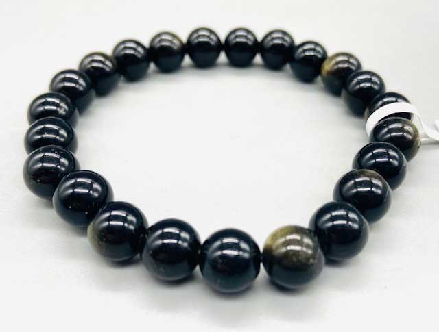 8mm Obsidian, Goldsheen bracelet