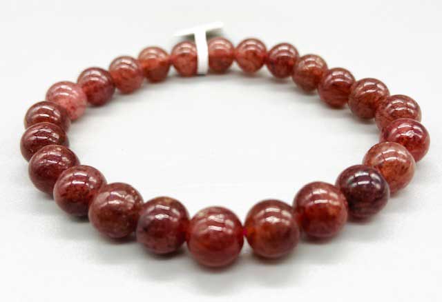 8mm Quartz, Strawberry bracelet