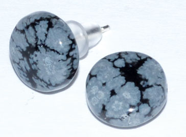 Snowflake obsidian stud earrings