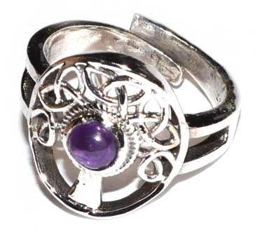 Tree amethyst adjustable ring