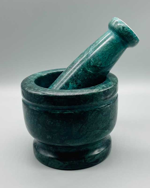 4" dia X 3" Green Marble mortar & pestle set