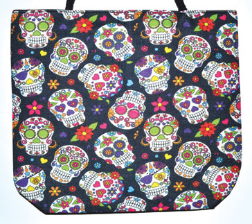 14" x 16" Day of the Dead jute tote bag