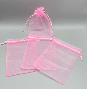 100 pack 4" x 6" Pink organza bag