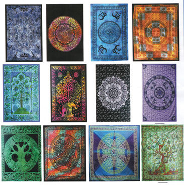 81" x 90" Assorted Design tapestry (mixed colors)